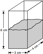 rectangular container, 3 centimeters wide, 4 centimeters long, and 6 centimeters high, about half filled with water.